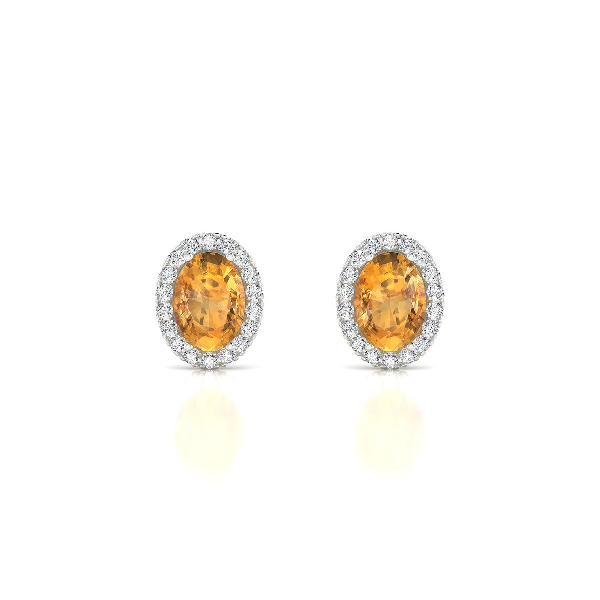 Solar | 18k White Gold 7 x 5 mm Oval Citrine Earrings