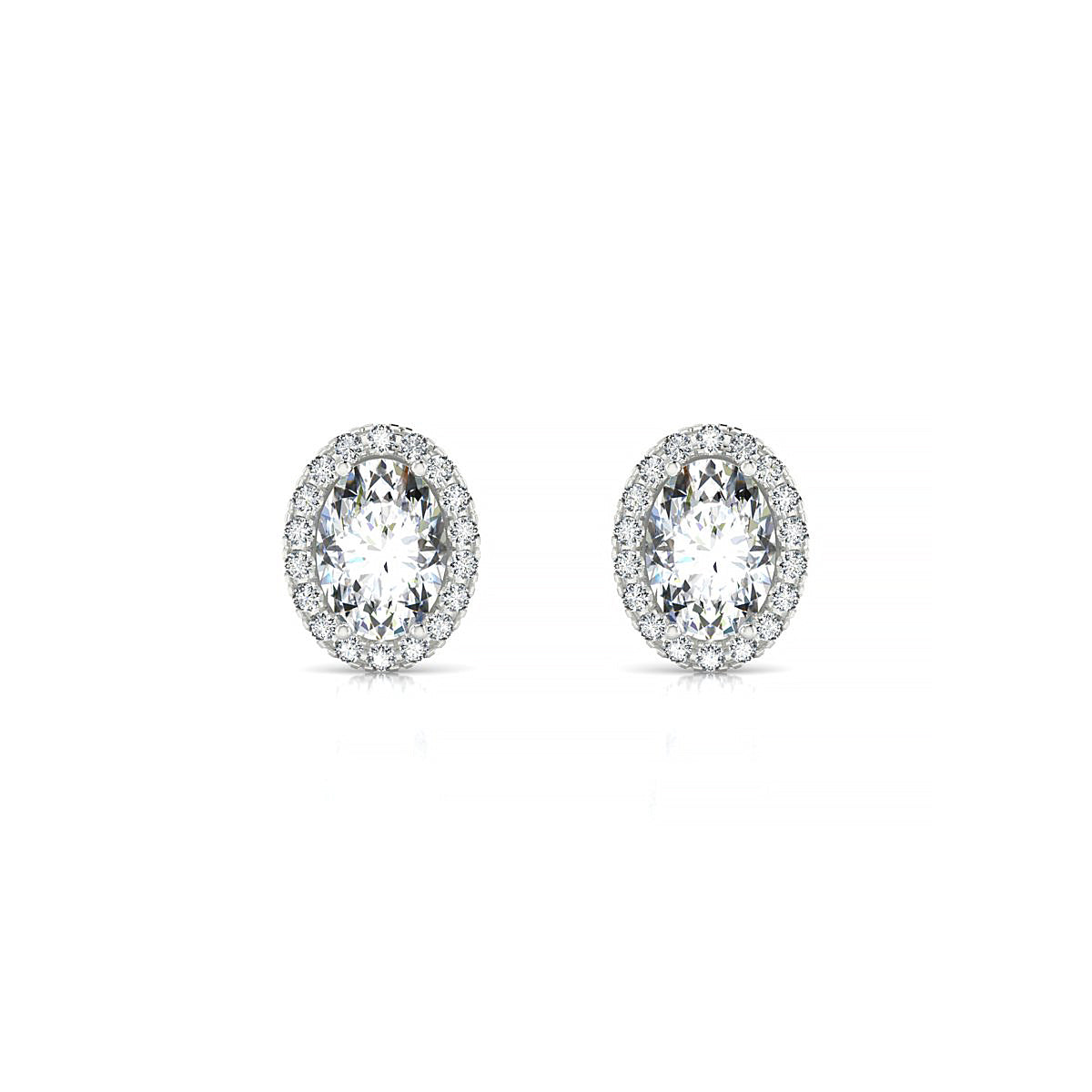 Solar | 18k White Gold 7 x 5 mm Oval Diamond Earrings