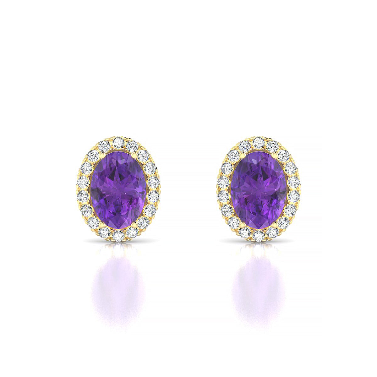 Solar | 18k Yellow Gold 7 x 5 mm Oval Amethyst Earrings