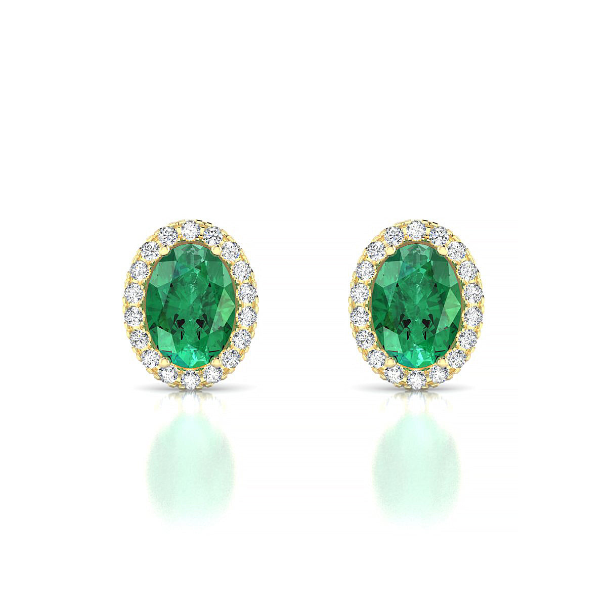 Solar | 18k Yellow Gold 7 x 5 mm Oval Emerald Earrings