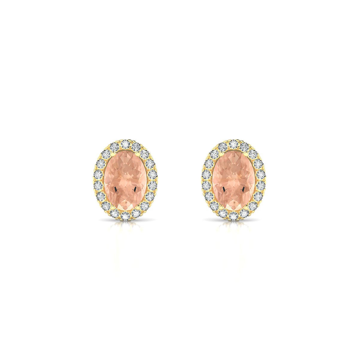 Solar | 18k Yellow Gold 7 x 5 mm Oval Morganite Earrings