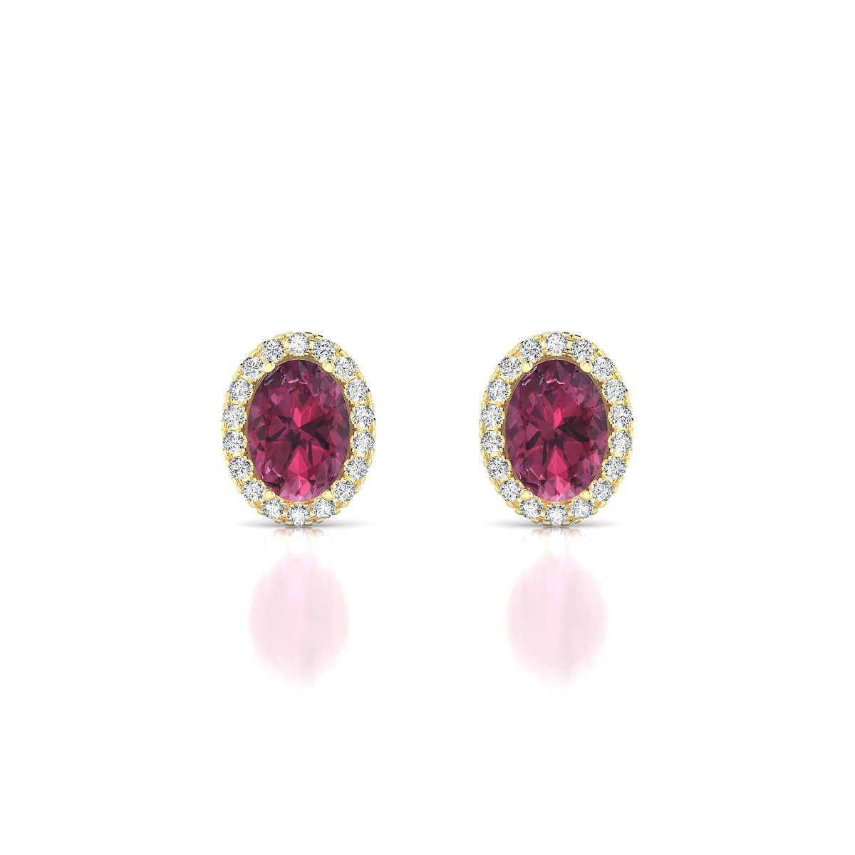 Solar | 18k Yellow Gold 7 x 5 mm Oval Rhodolite Earrings