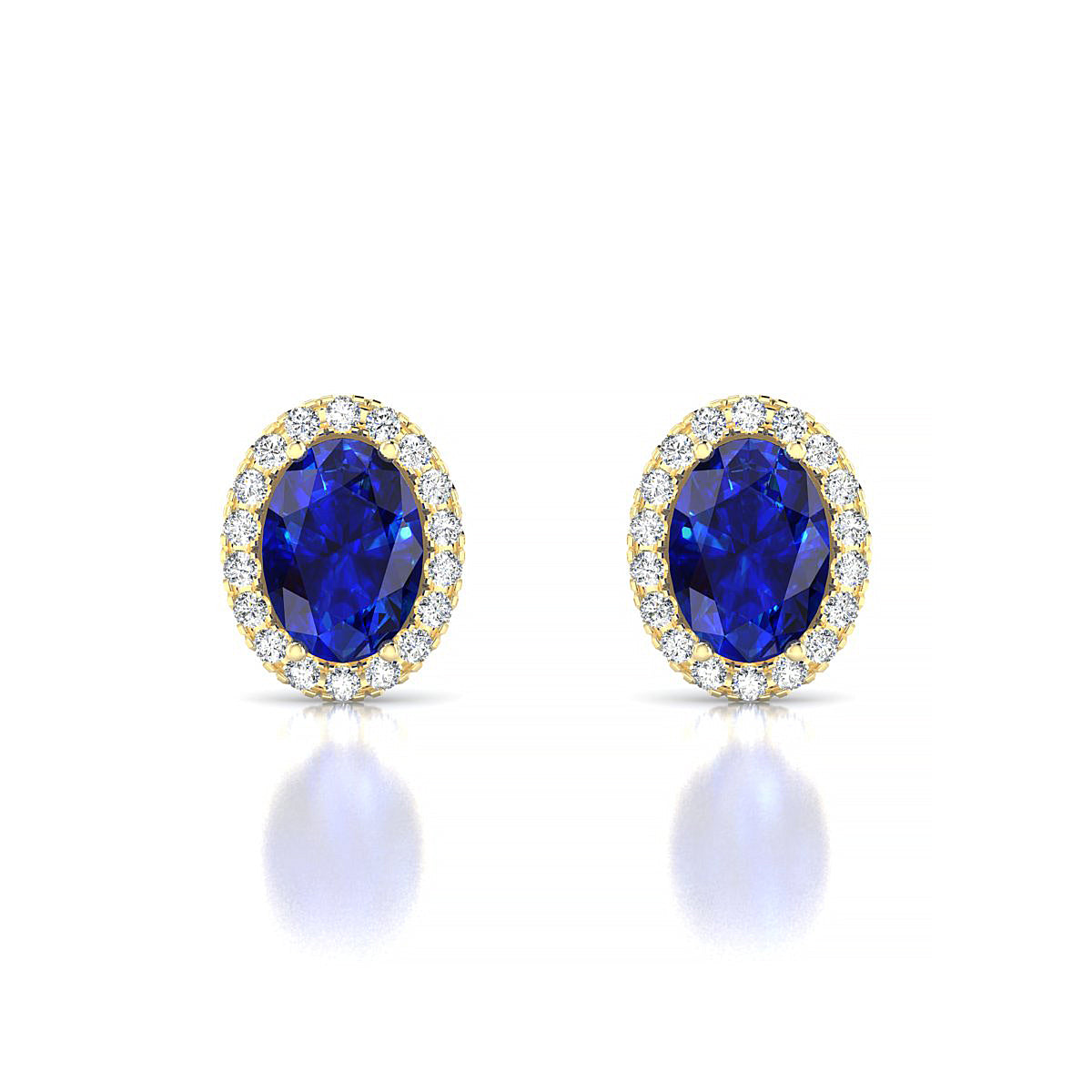 Solar | 18k Yellow Gold 7 x 5 mm Oval Sapphire Earrings
