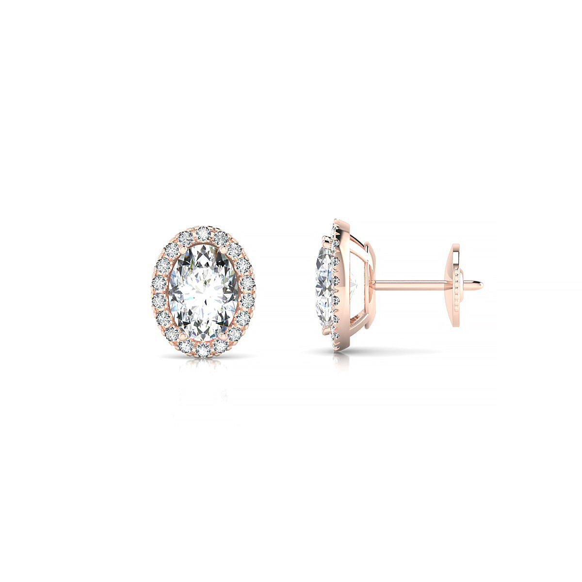 Solar | 18k Rose Gold 7 x 5 mm Oval Diamond Earrings