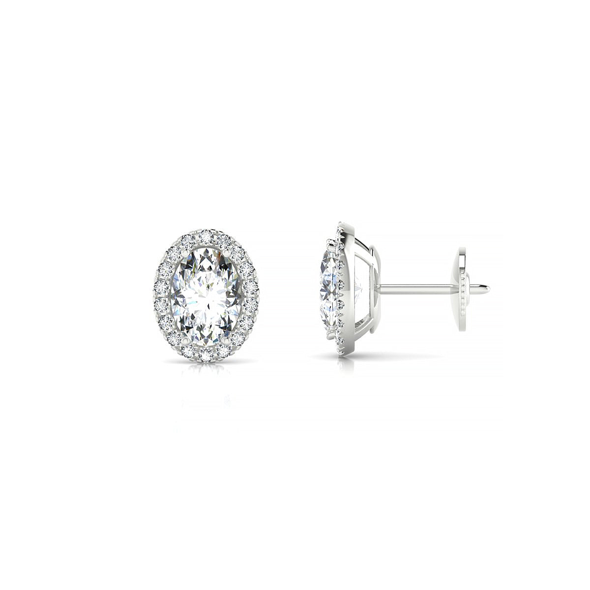 Solar | 18k White Gold 7 x 5 mm Oval Diamond Earrings
