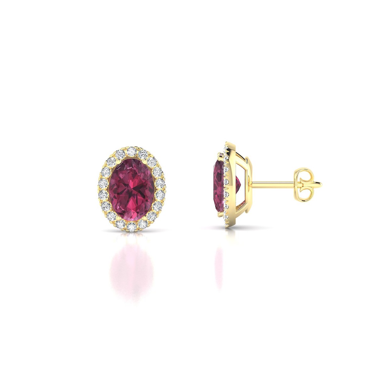 Solar | 18k Yellow Gold 7 x 5 mm Oval Rhodolite Earrings