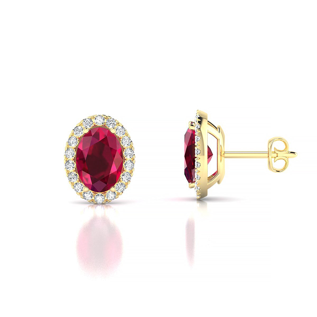 Solar | 18k Yellow Gold 7 x 5 mm Oval Ruby Earrings