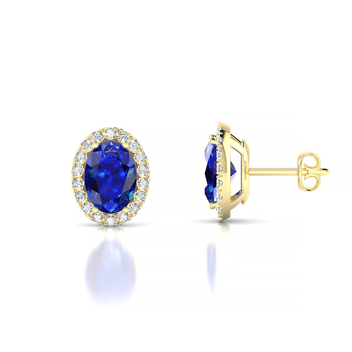 Solar | 18k Yellow Gold 7 x 5 mm Oval Sapphire Earrings