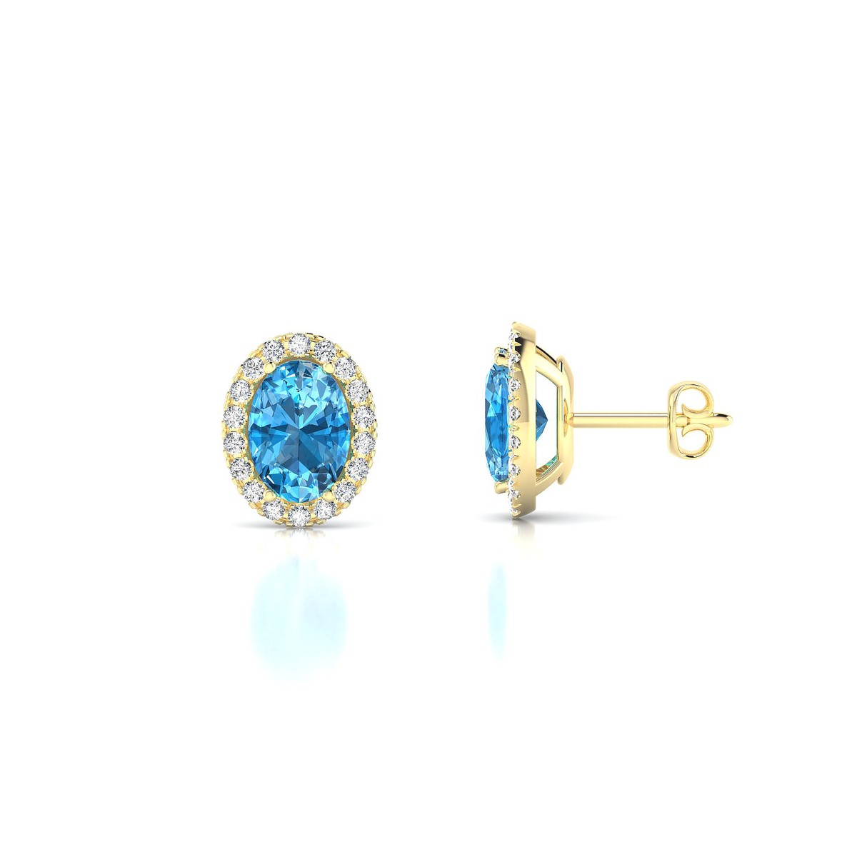 Solar | 18k Yellow Gold 7 x 5 mm Oval Topaz Earrings