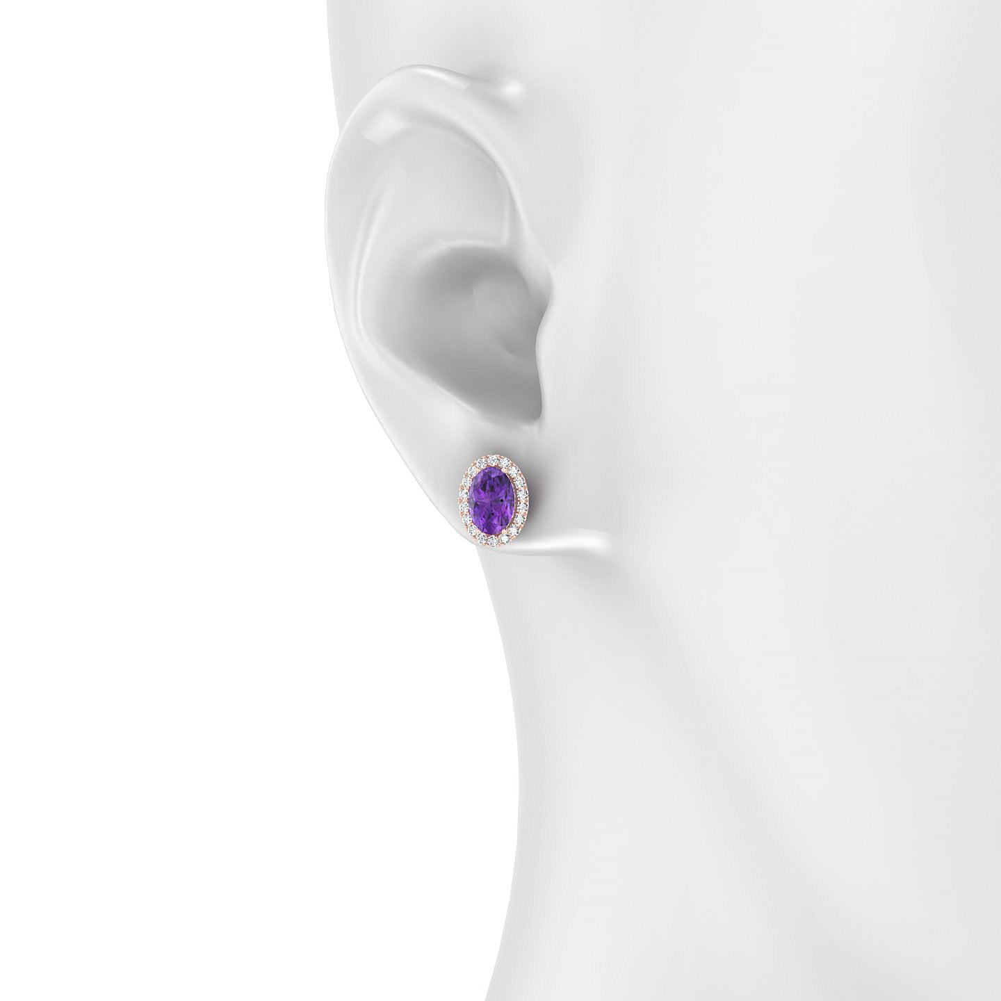 Solar | 18k Rose Gold 7 x 5 mm Oval Amethyst Earrings