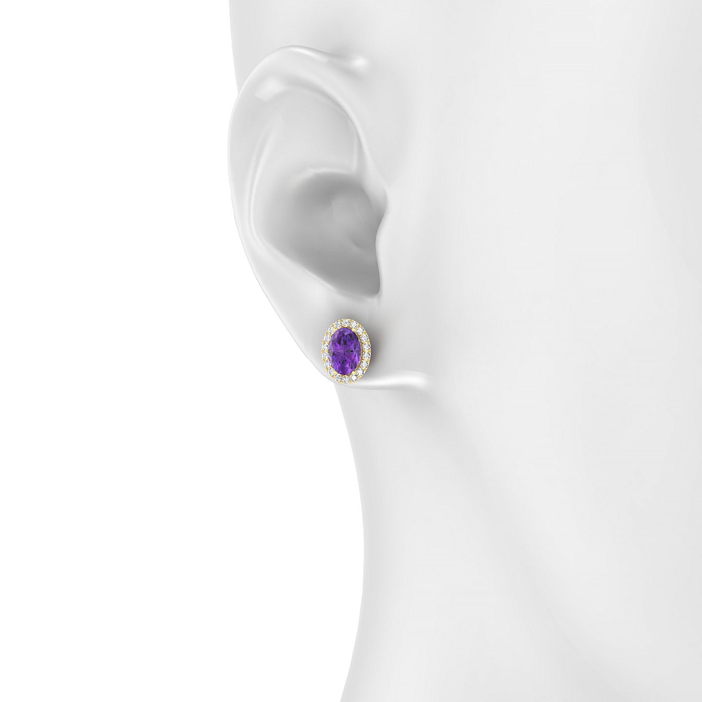 Solar | 18k Yellow Gold 7 x 5 mm Oval Amethyst Earrings
