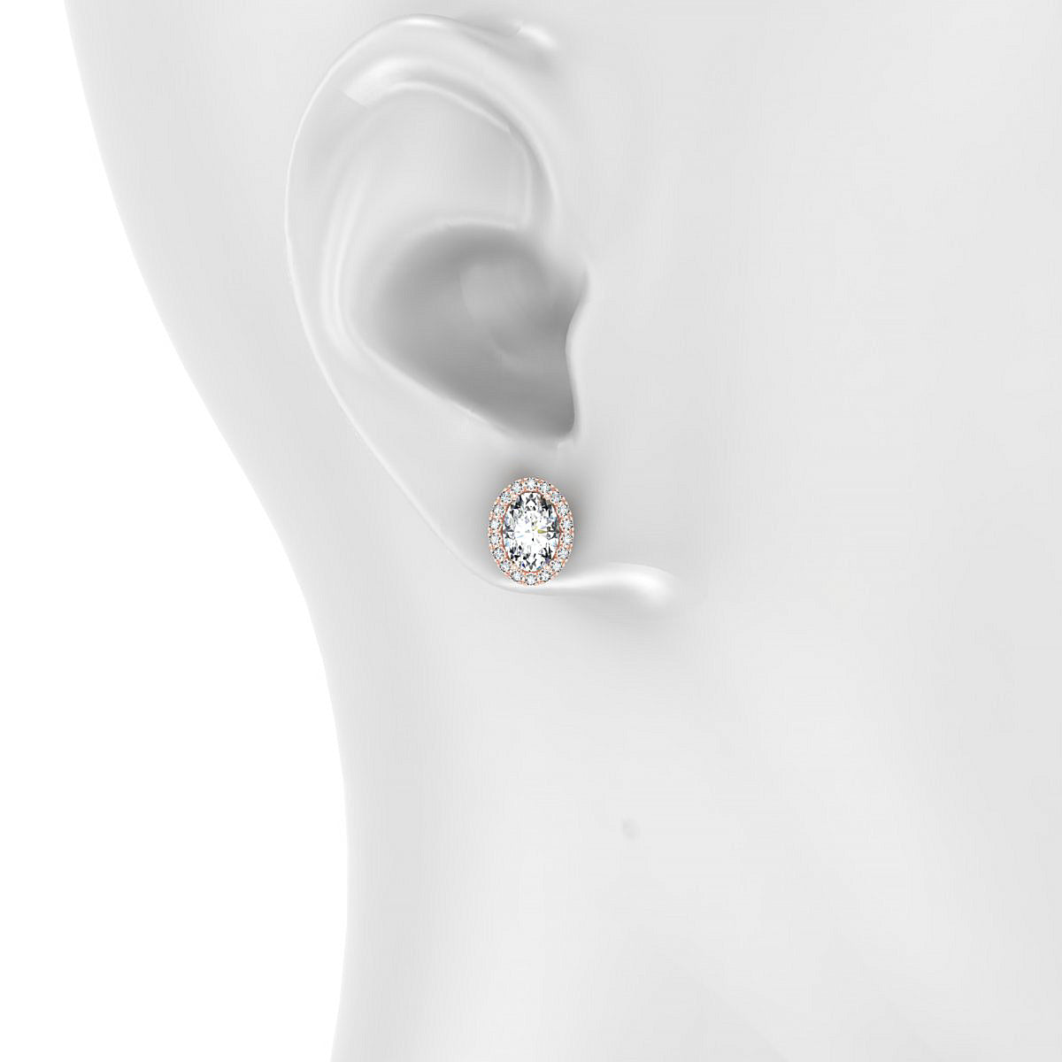 Solar | 18k Rose Gold 7 x 5 mm Oval Diamond Earrings