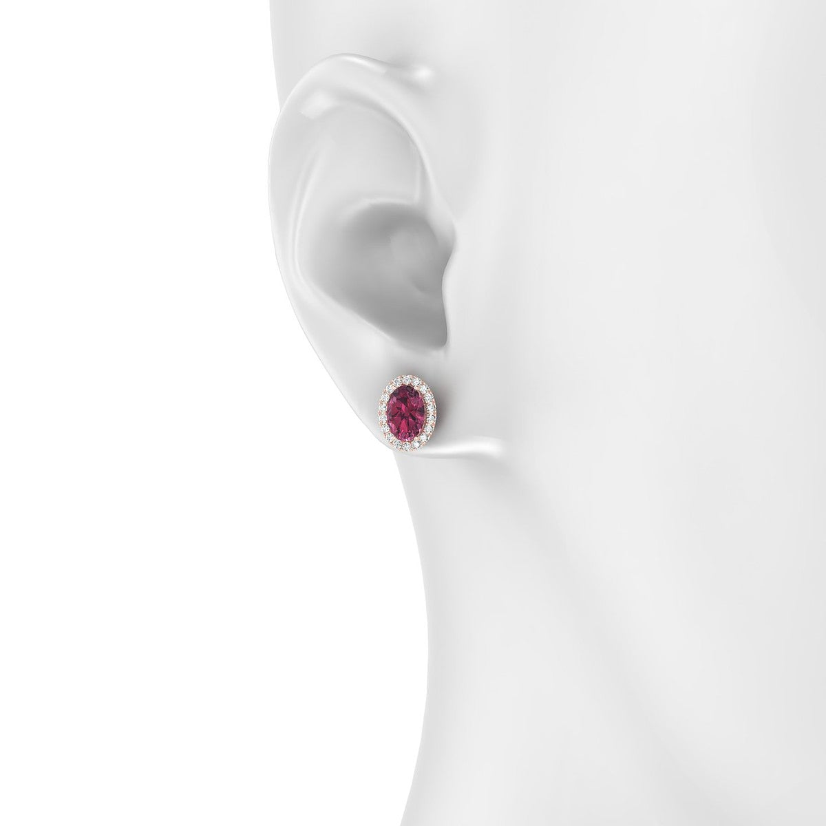 Solar | 18k Rose Gold 7 x 5 mm Oval Rhodolite Earrings