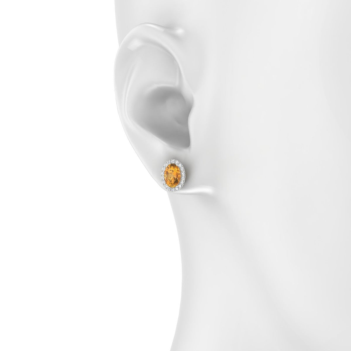 Solar | 18k White Gold 7 x 5 mm Oval Citrine Earrings