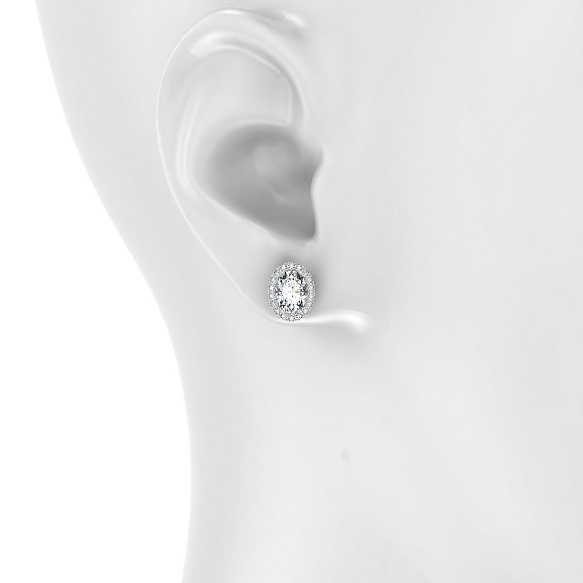 Solar | 18k White Gold 7 x 5 mm Oval Diamond Earrings