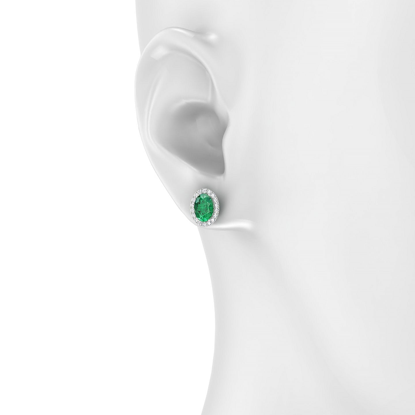 Solar | 18k White Gold 7 x 5 mm Oval Emerald Earrings