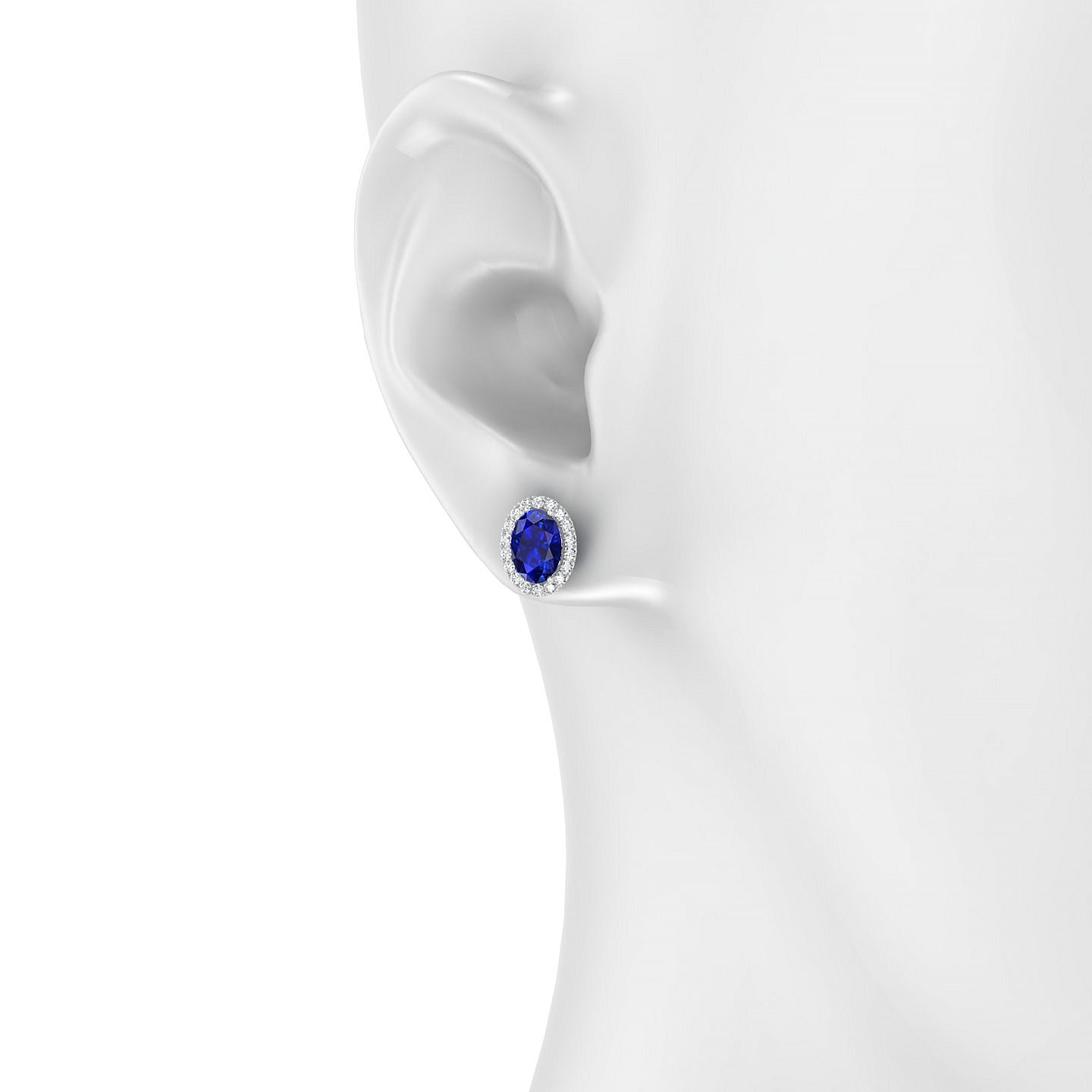 Solar | 18k White Gold 7 x 5 mm Oval Sapphire Earrings