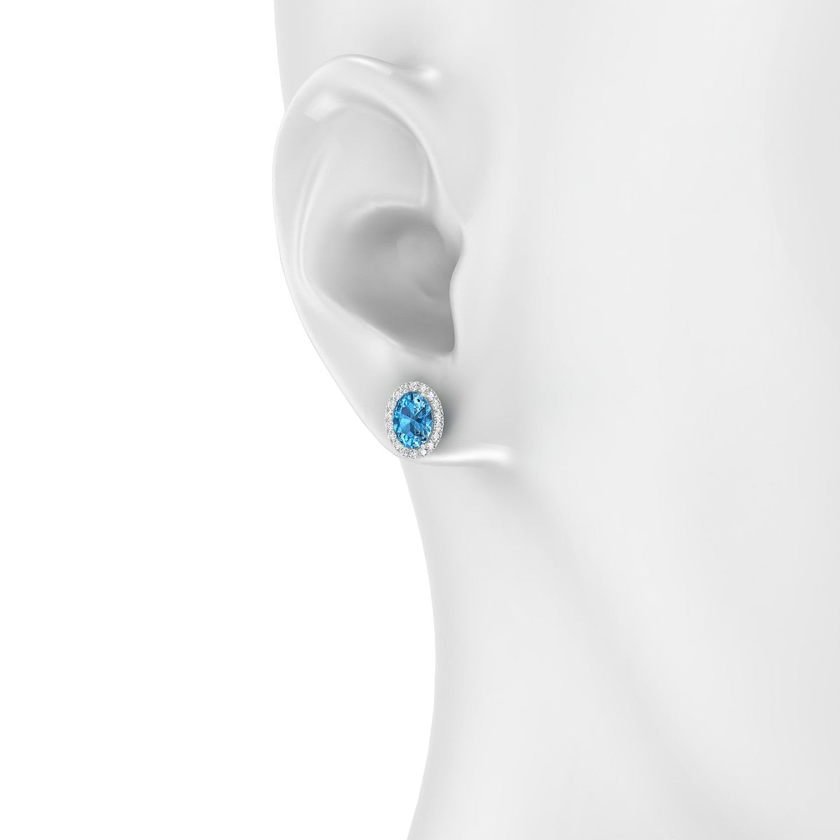 Solar | 18k White Gold 7 x 5 mm Oval Topaz Earrings