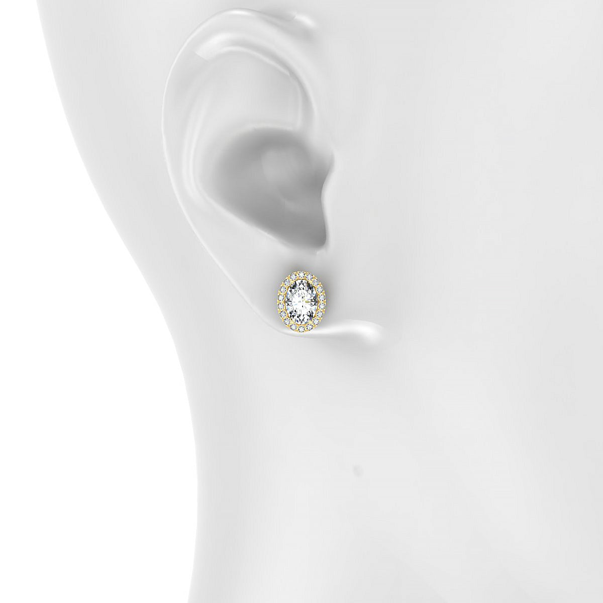Solar | 18k Yellow Gold 7 x 5 mm Oval Diamond Earrings