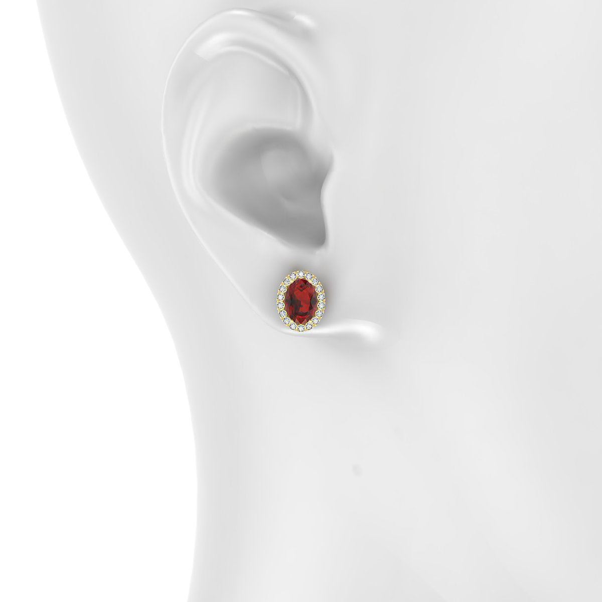 Solar | 18k Yellow Gold 7 x 5 mm Oval Garnet Earrings