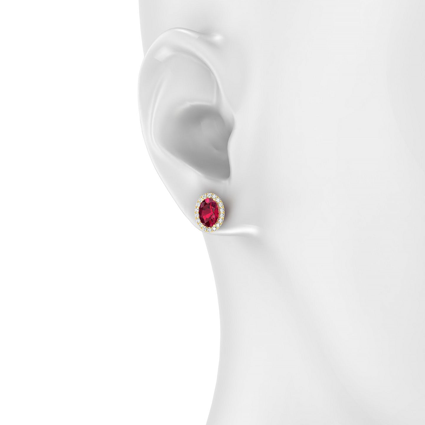 Solar | 18k Yellow Gold 7 x 5 mm Oval Ruby Earrings