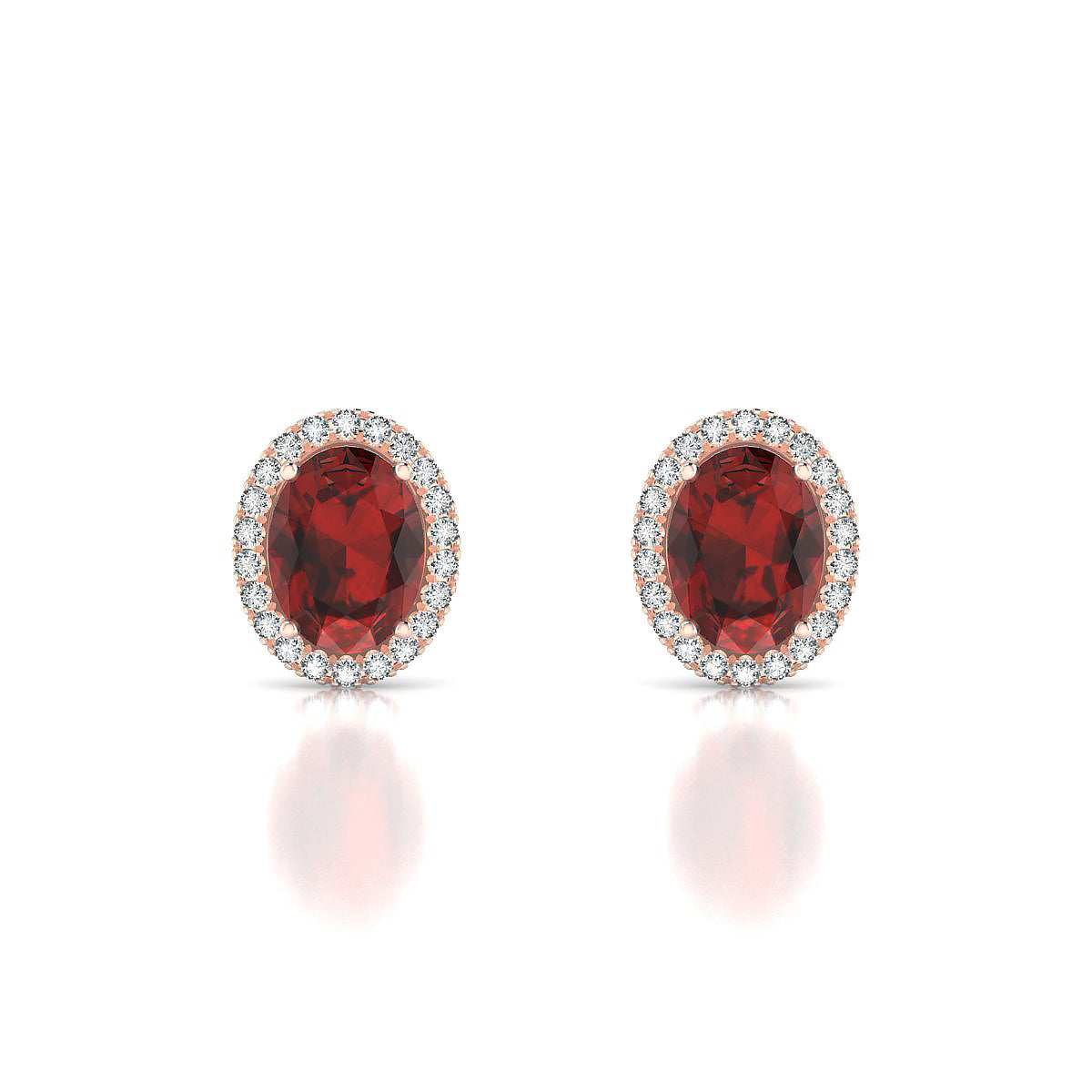 Solar | 18k Rose Gold 8 x 6 mm Oval Garnet Earrings