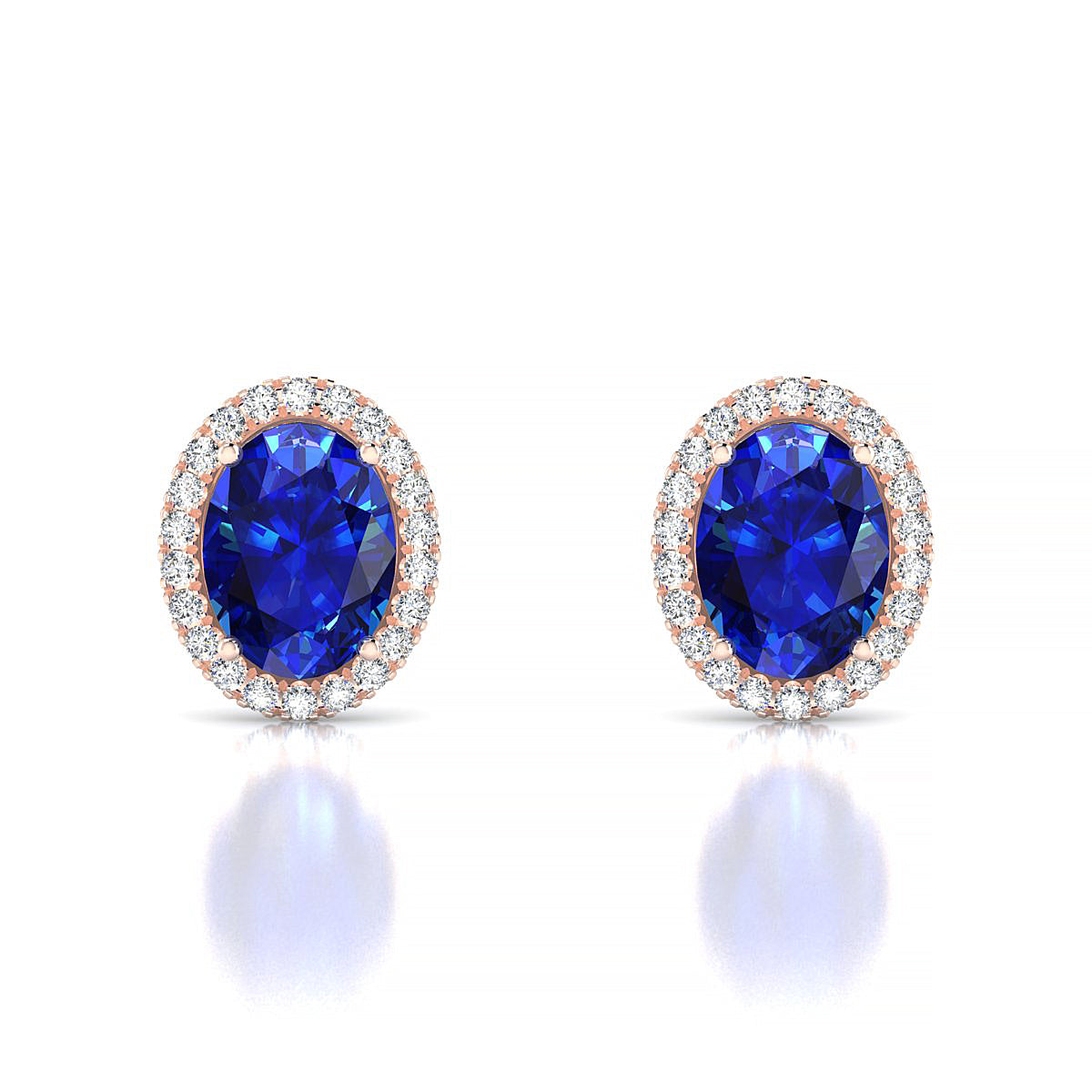Solar | 18k Rose Gold 8 x 6 mm Oval Sapphire Earrings