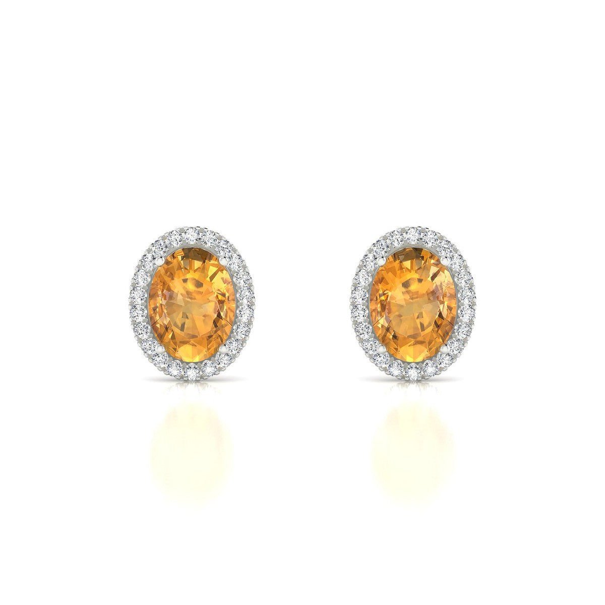 Solar | 18k White Gold 8 x 6 mm Oval Citrine Earrings