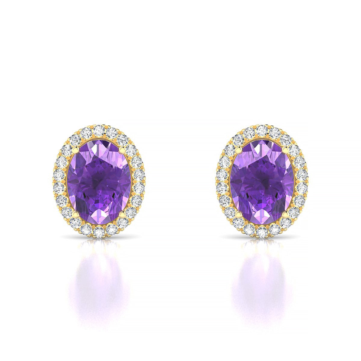 Solar | 18k Yellow Gold 8 x 6 mm Oval Amethyst Earrings