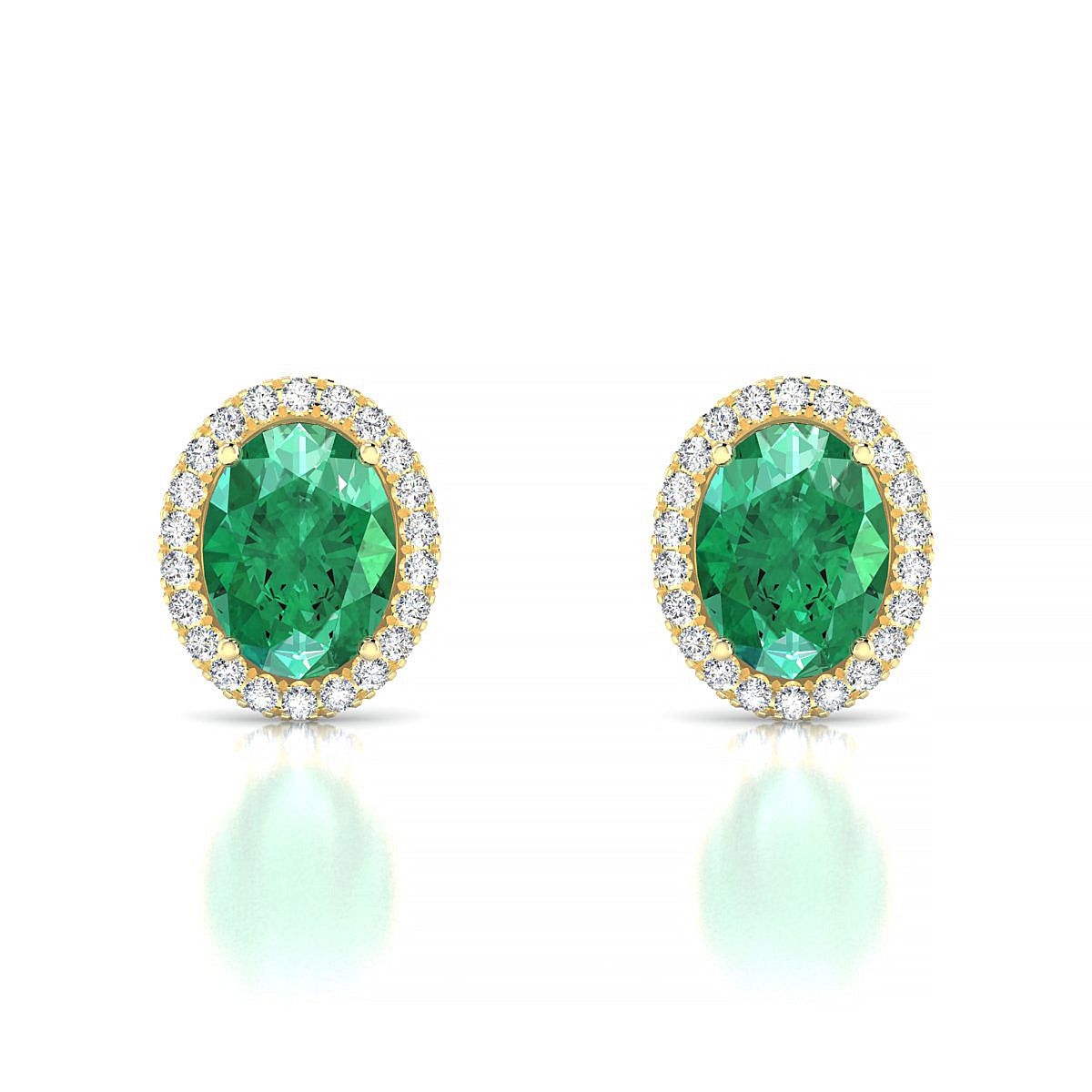 Solar | 18k Yellow Gold 8 x 6 mm Oval Emerald Earrings