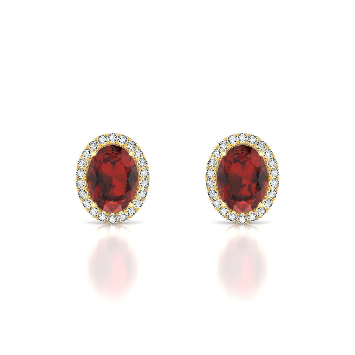 Solar | 18k Yellow Gold 8 x 6 mm Oval Garnet Earrings