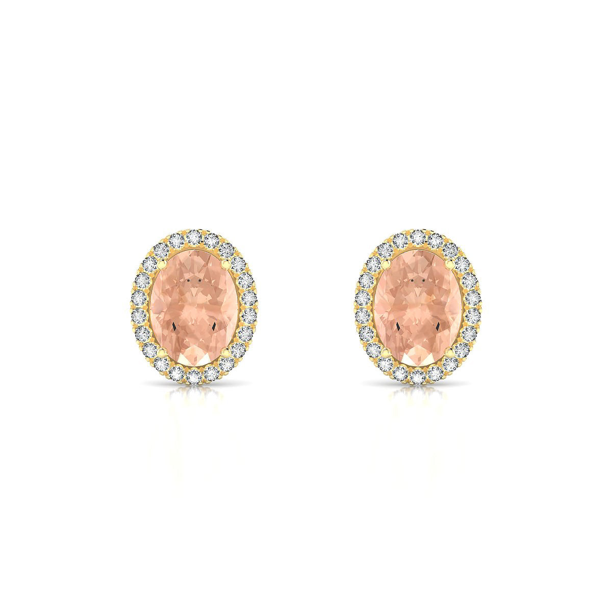 Solar | 18k Yellow Gold 8 x 6 mm Oval Morganite Earrings