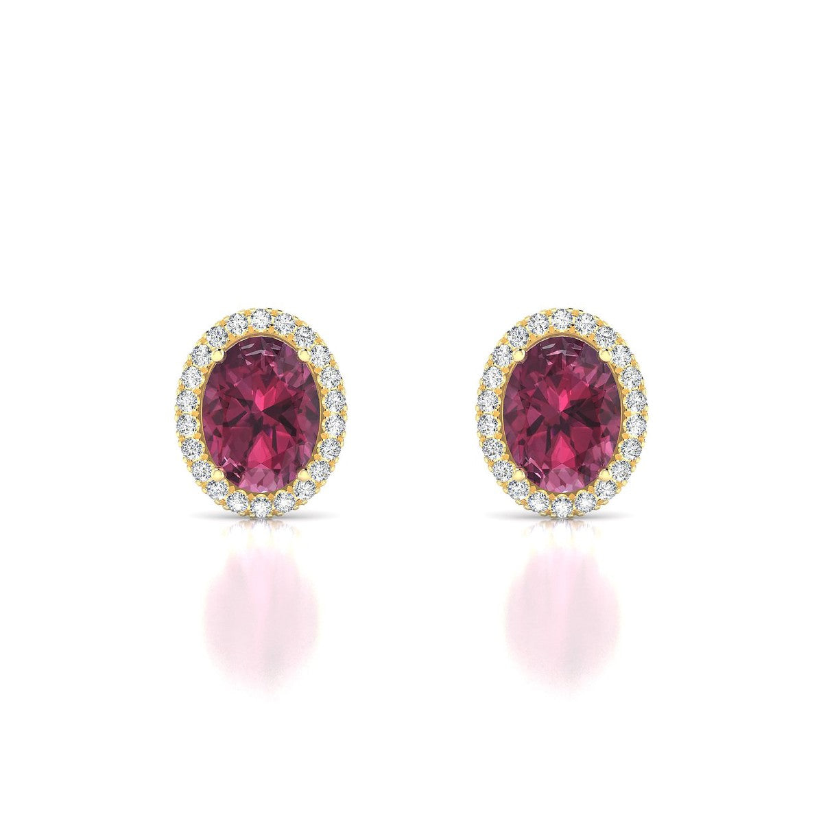 Solar | 18k Yellow Gold 8 x 6 mm Oval Rhodolite Earrings