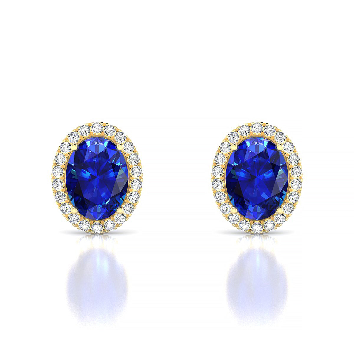 Solar | 18k Yellow Gold 8 x 6 mm Oval Sapphire Earrings