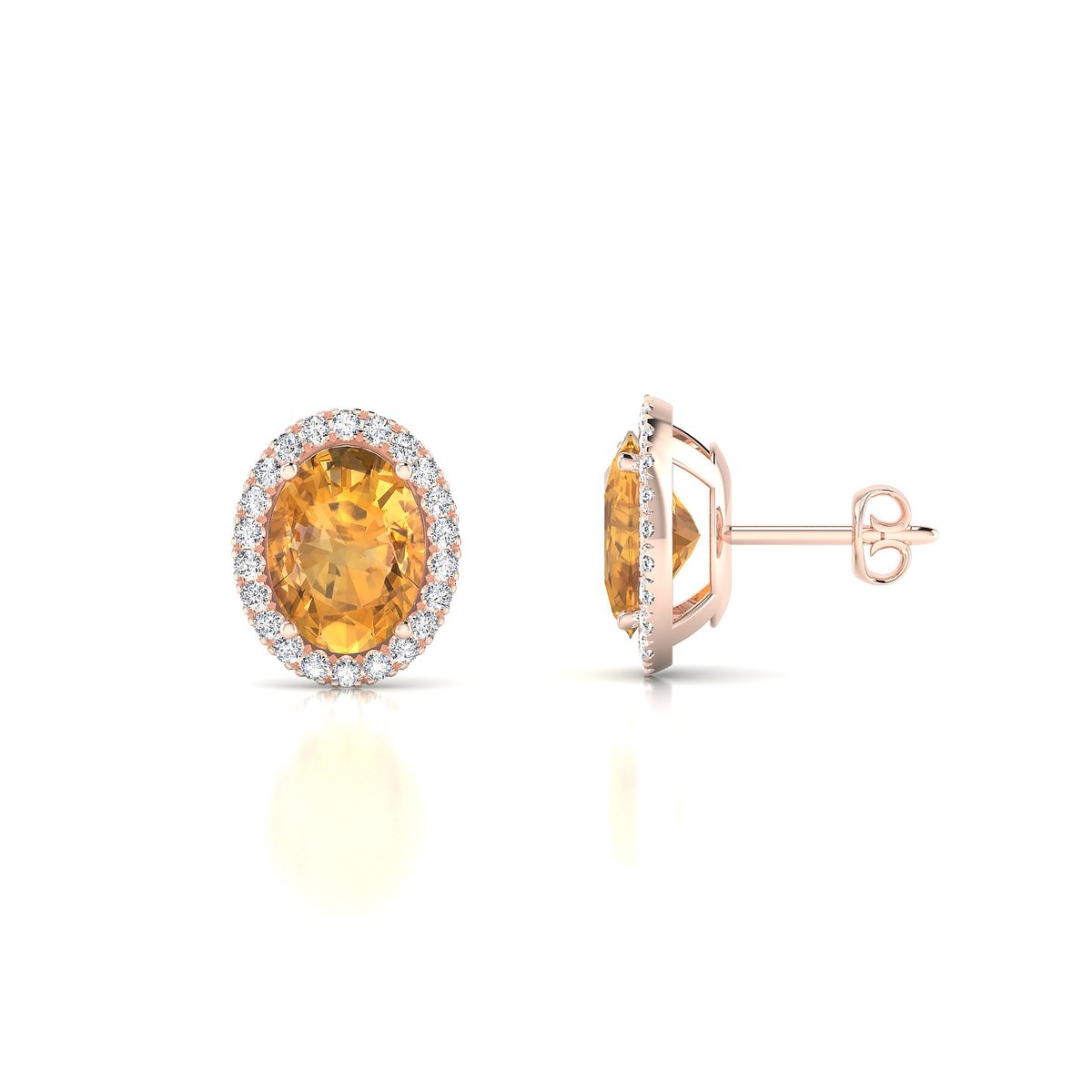 Solar | 18k Rose Gold 8 x 6 mm Oval Citrine Earrings
