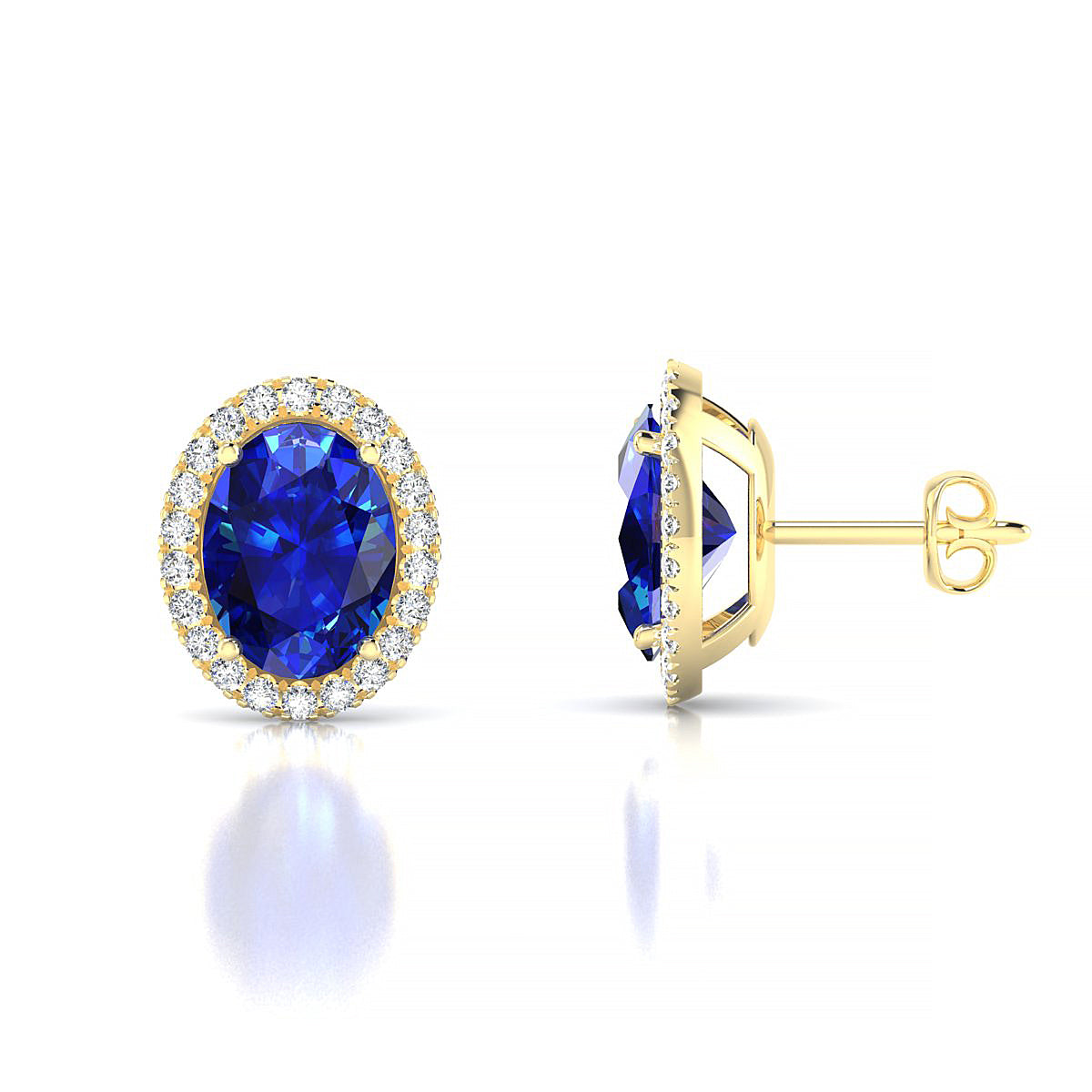 Solar | 18k Yellow Gold 8 x 6 mm Oval Sapphire Earrings