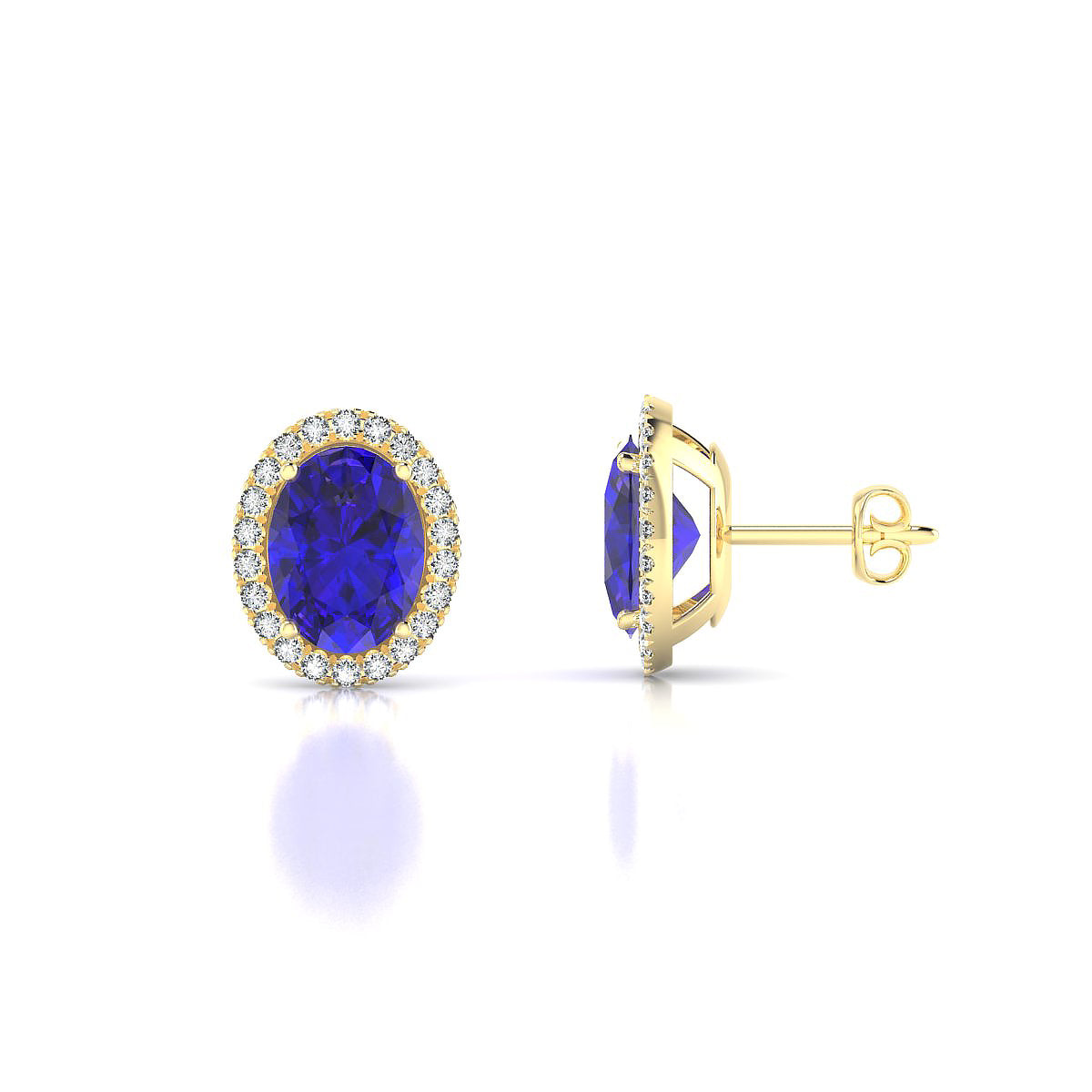 Solar | 18k Yellow Gold 8 x 6 mm Oval Tanzanite Earrings