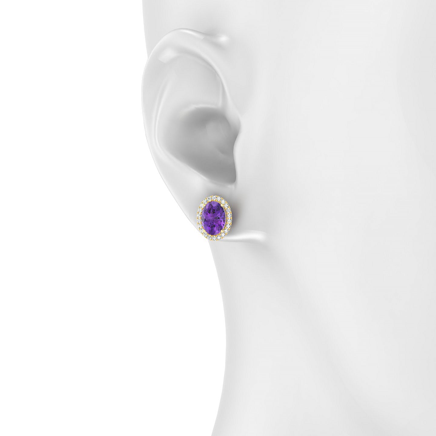 Solar | 18k Yellow Gold 8 x 6 mm Oval Amethyst Earrings