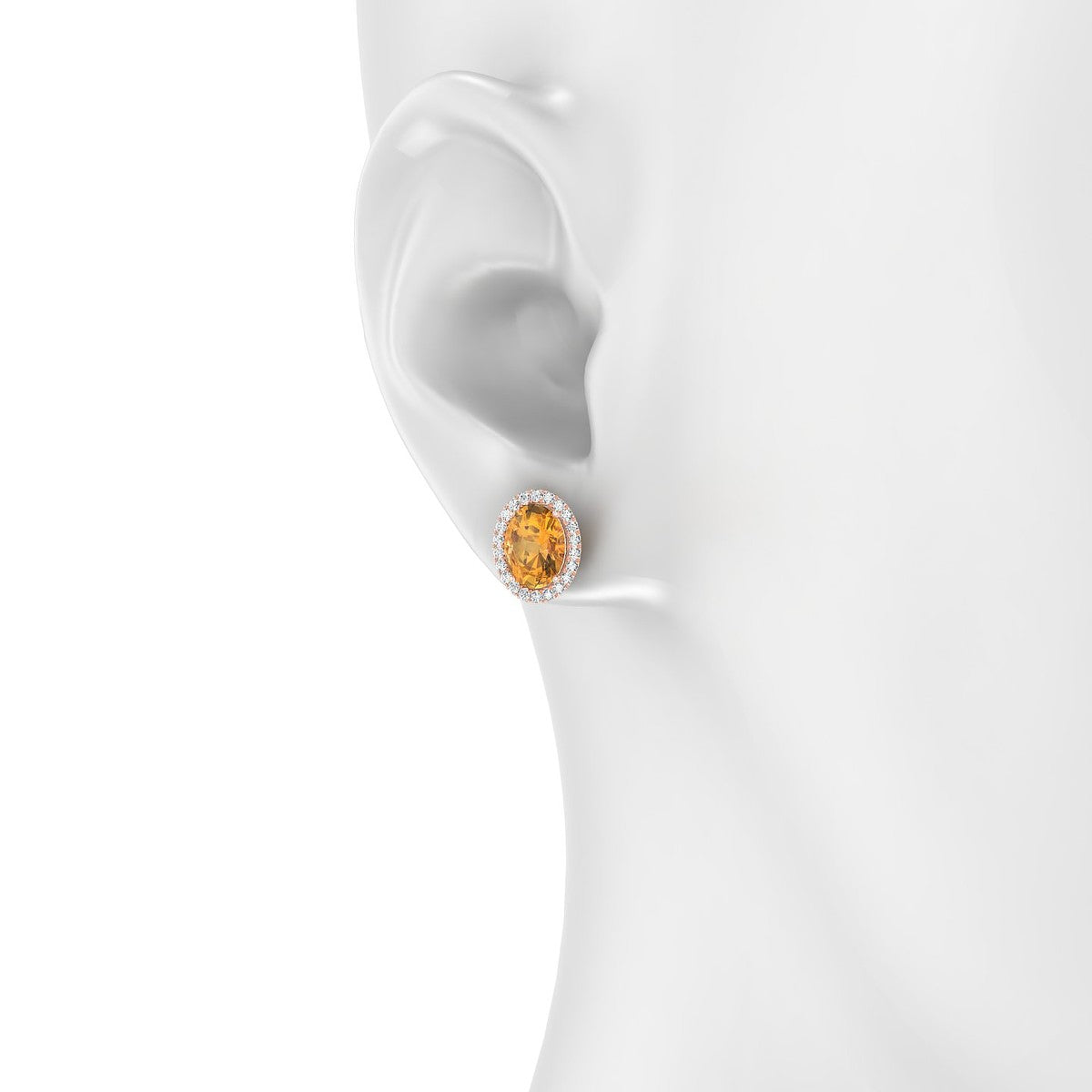 Solar | 18k Rose Gold 8 x 6 mm Oval Citrine Earrings