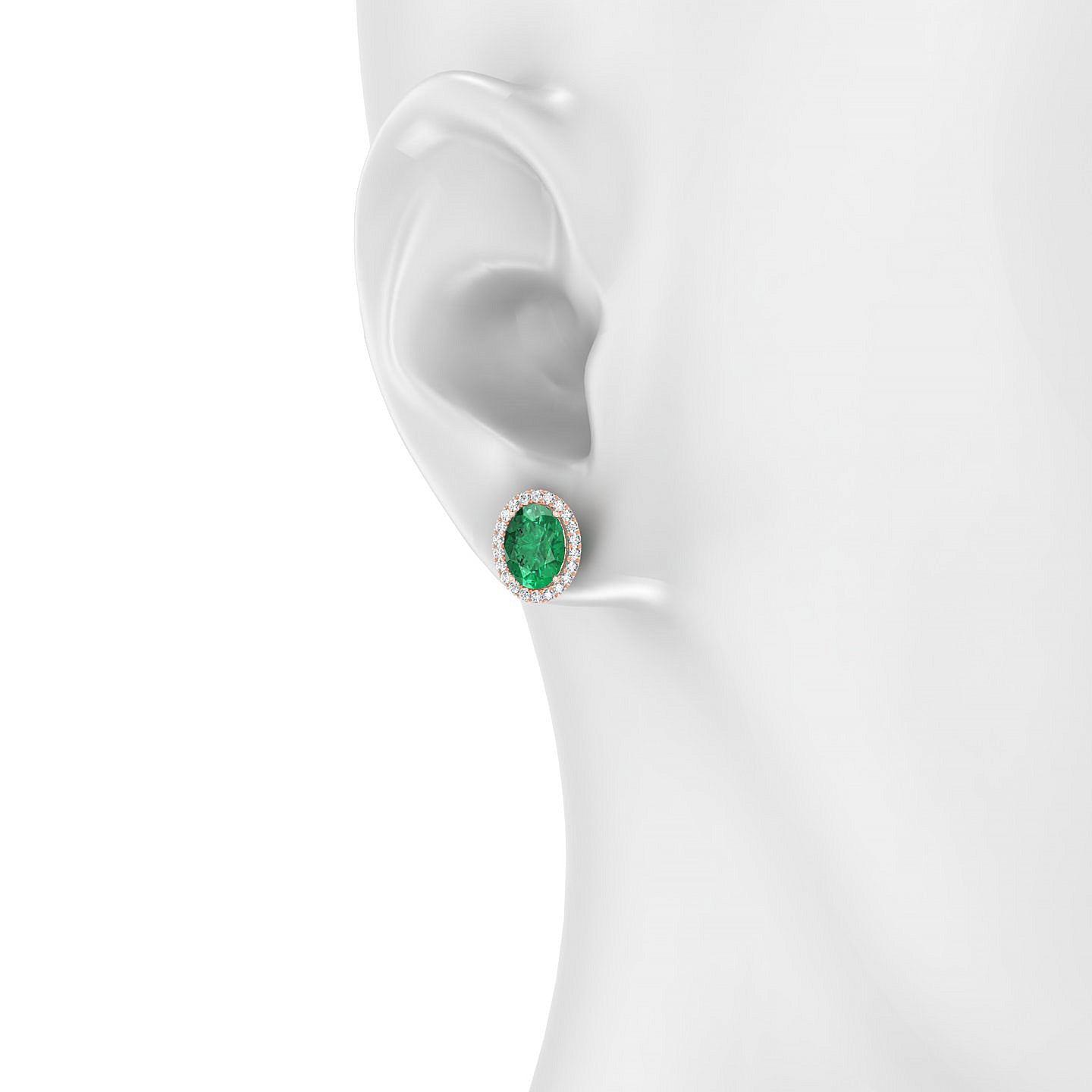 Solar | 18k Rose Gold 8 x 6 mm Oval Emerald Earrings