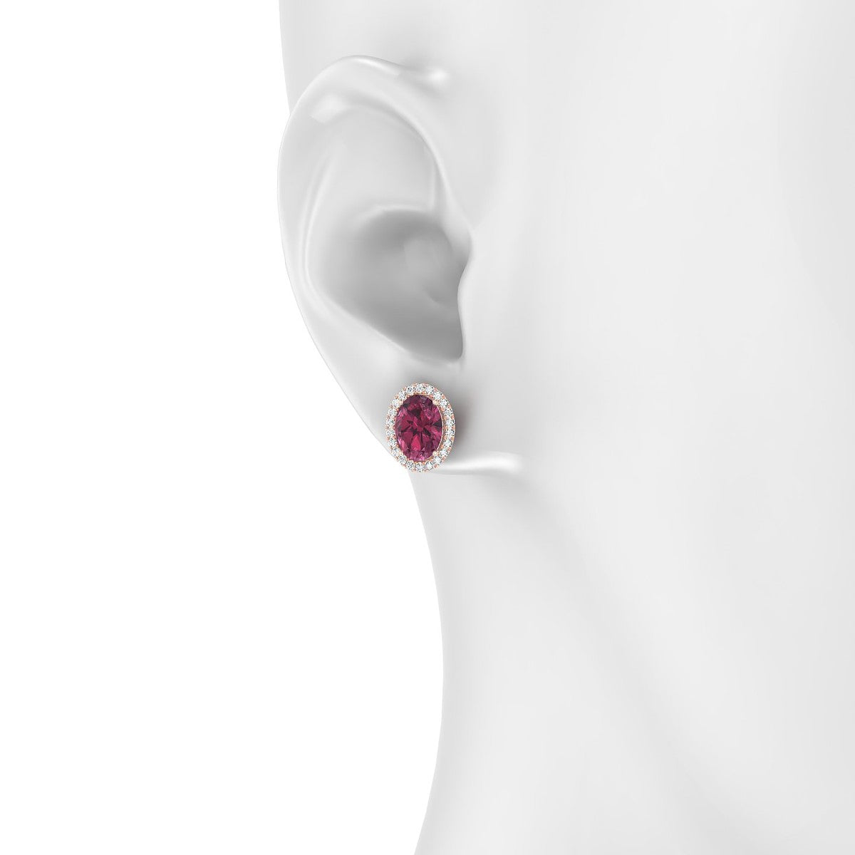 Solar | 18k Rose Gold 8 x 6 mm Oval Rhodolite Earrings