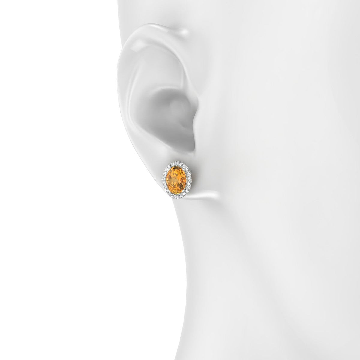 Solar | 18k White Gold 8 x 6 mm Oval Citrine Earrings