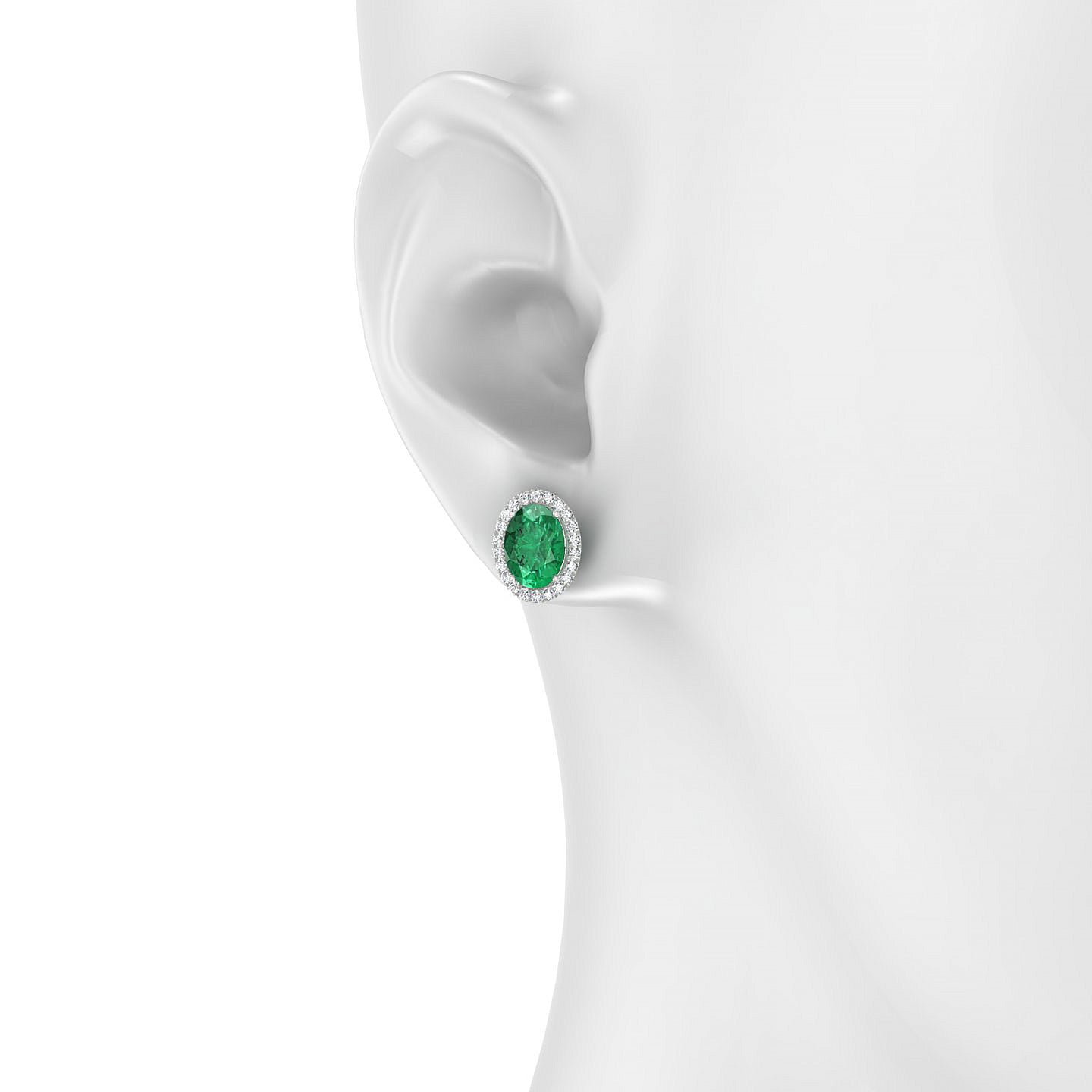 Solar | 18k White Gold 8 x 6 mm Oval Emerald Earrings