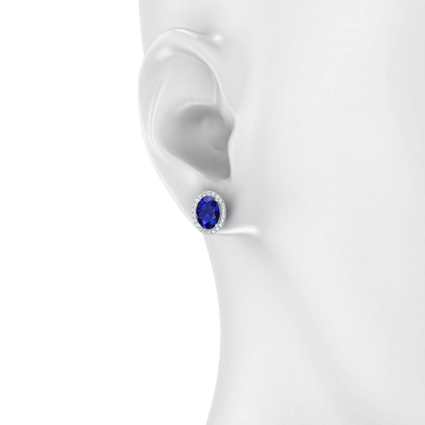 Solar | 18k White Gold 8 x 6 mm Oval Sapphire Earrings