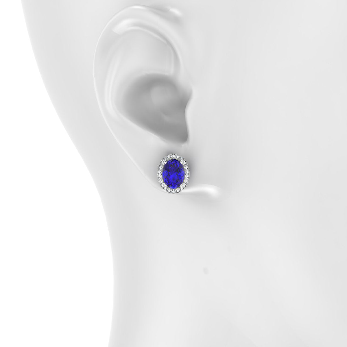 Solar | 18k White Gold 8 x 6 mm Oval Tanzanite Earrings