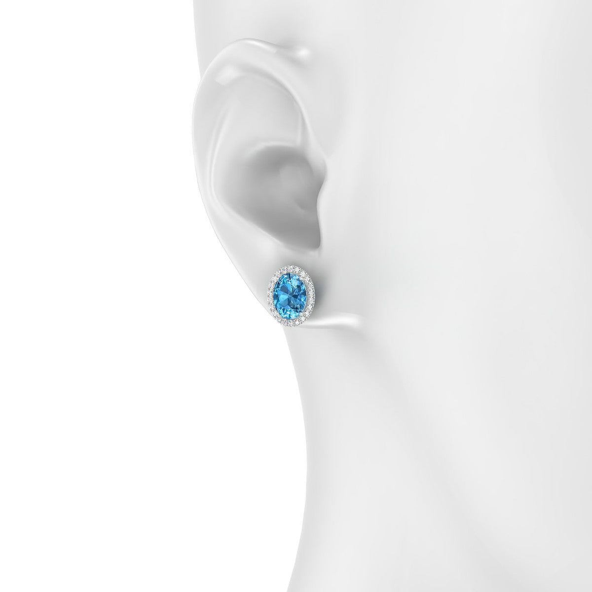 Solar | 18k White Gold 8 x 6 mm Oval Topaz Earrings