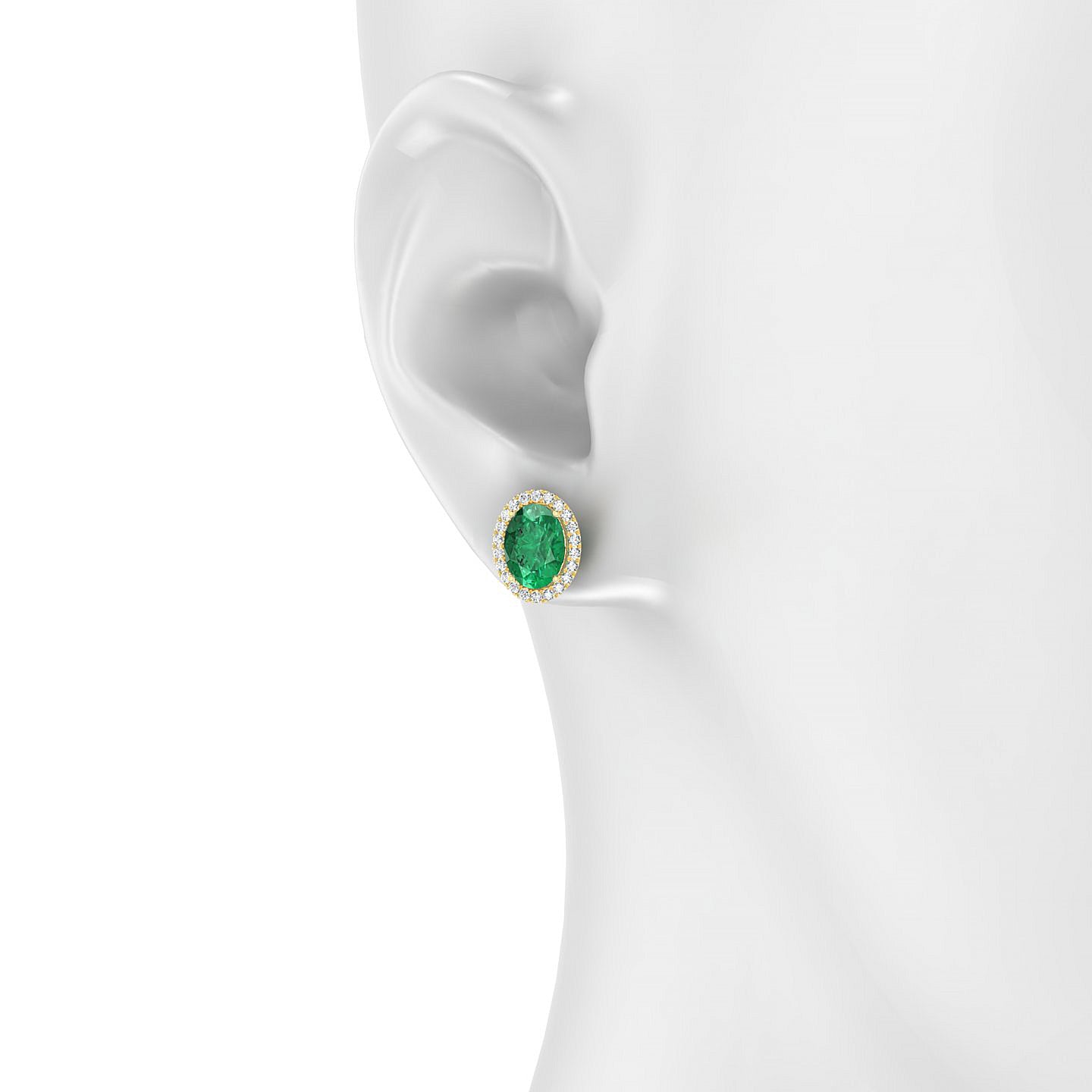 Solar | 18k Yellow Gold 8 x 6 mm Oval Emerald Earrings