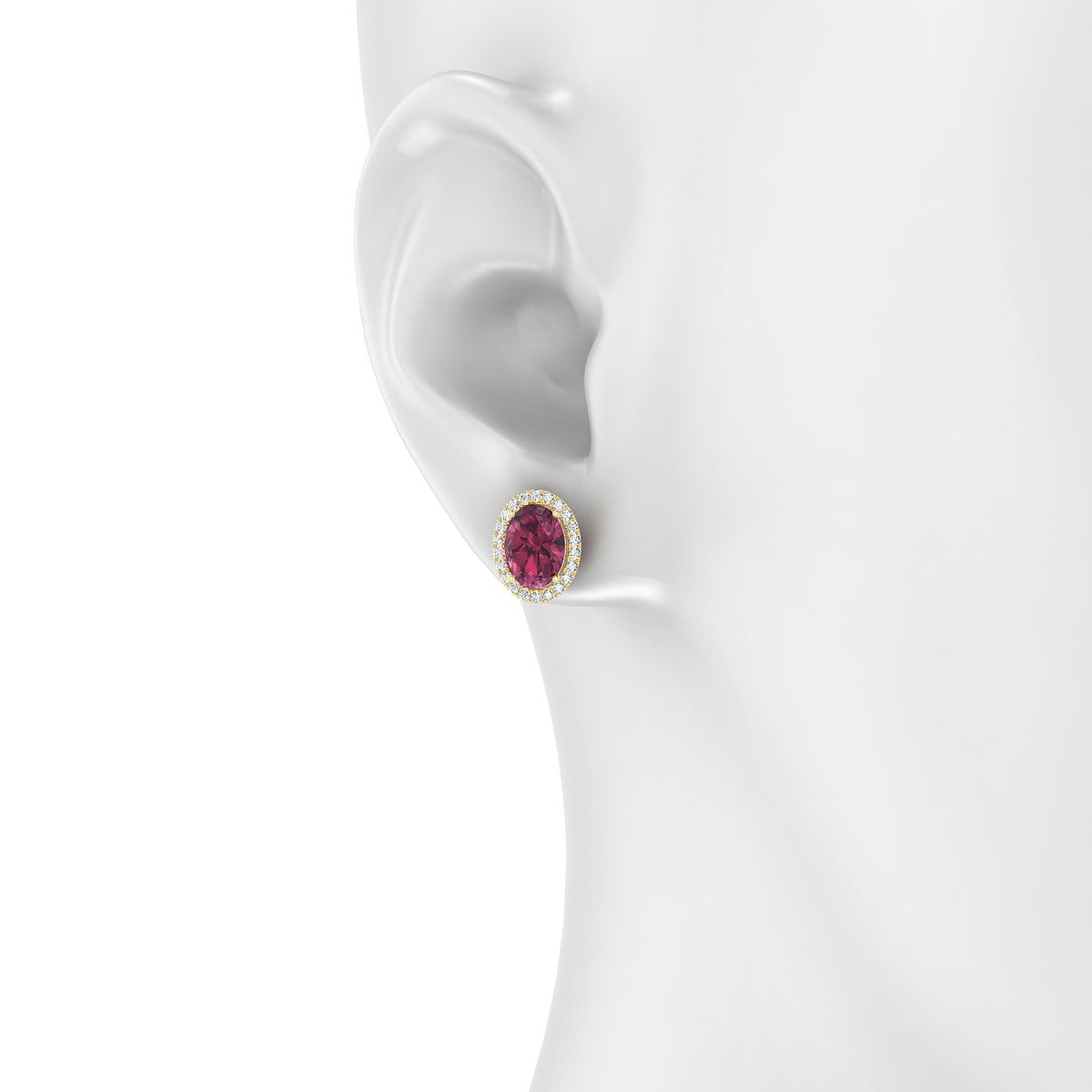 Solar | 18k Yellow Gold 8 x 6 mm Oval Rhodolite Earrings