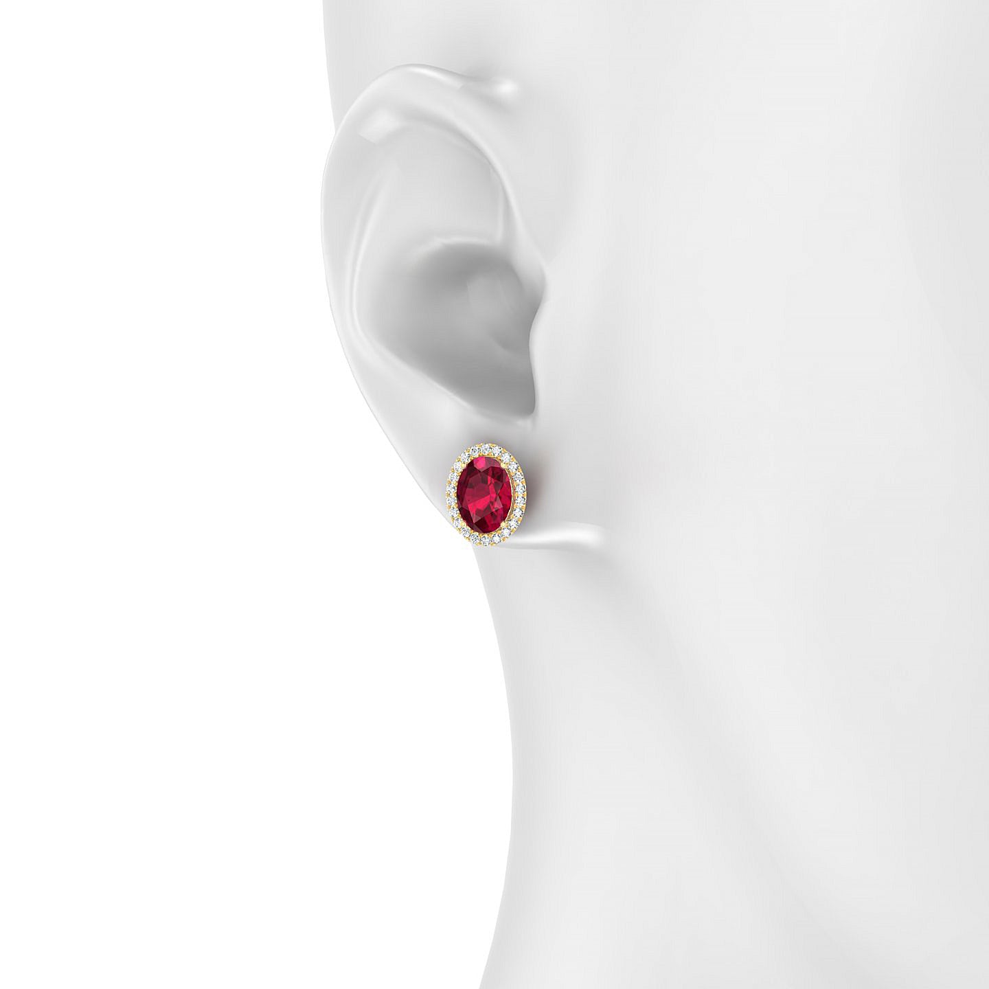Solar | 18k Yellow Gold 8 x 6 mm Oval Ruby Earrings