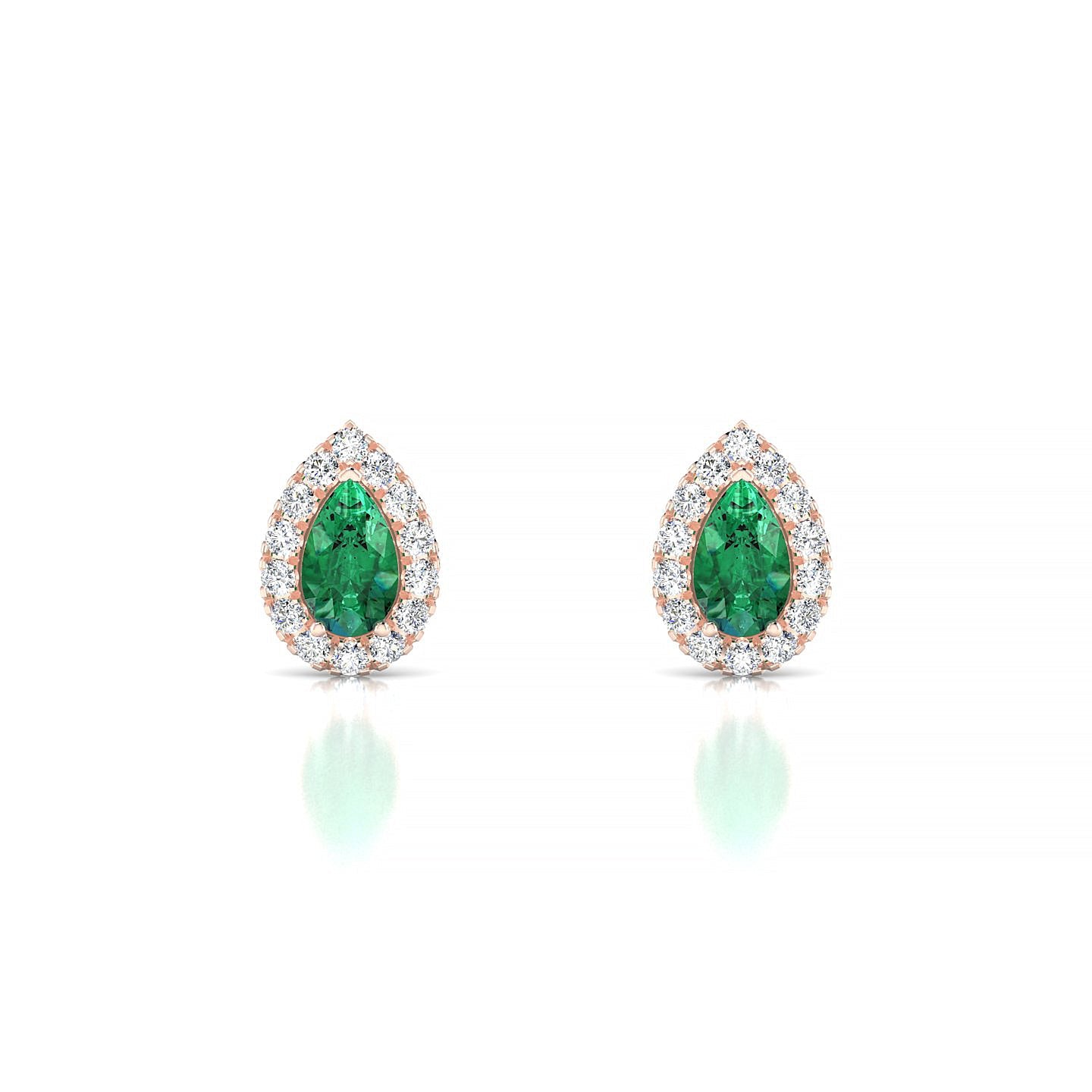 Solar | 18k Rose Gold 5 x 3 mm Pear Emerald Earrings